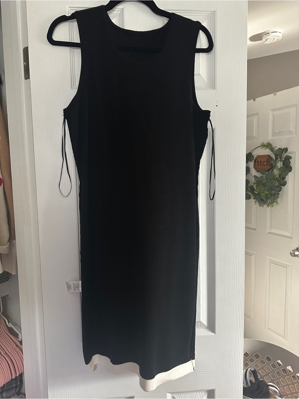 Taylor Black and White Sleeveless Mini Dress with White Band